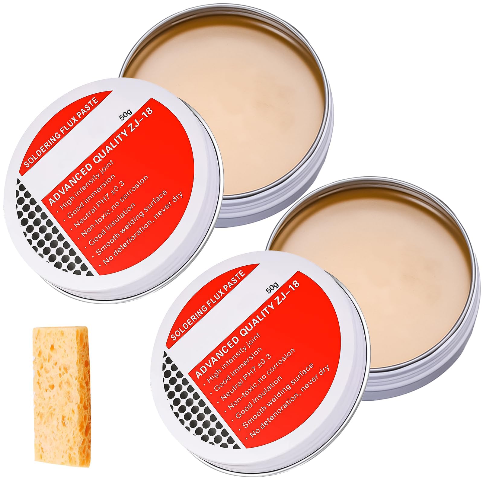 Solder Flux Paste, 2 PCS No-Clean Soldering Paste for Electrical Repairs, Professional Mechanic Welding Tool Compatible with Phone SMD, PCB, BGA & PGA, 50g