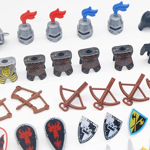 Miniatura 4 de Knights People - Bloque de construcción medieval para armas, espadas, casco, caballo, escudo de caballero, lanza, ladrillos MOC, piezas de juguetes