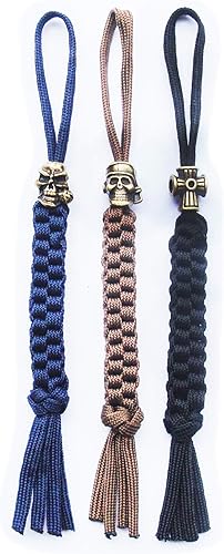 Cuerda de cuerda de paracaídas para cuchillos con calavera de aleación y colgante de cruz, herramienta multifuncional EDC para acampar al aire libre