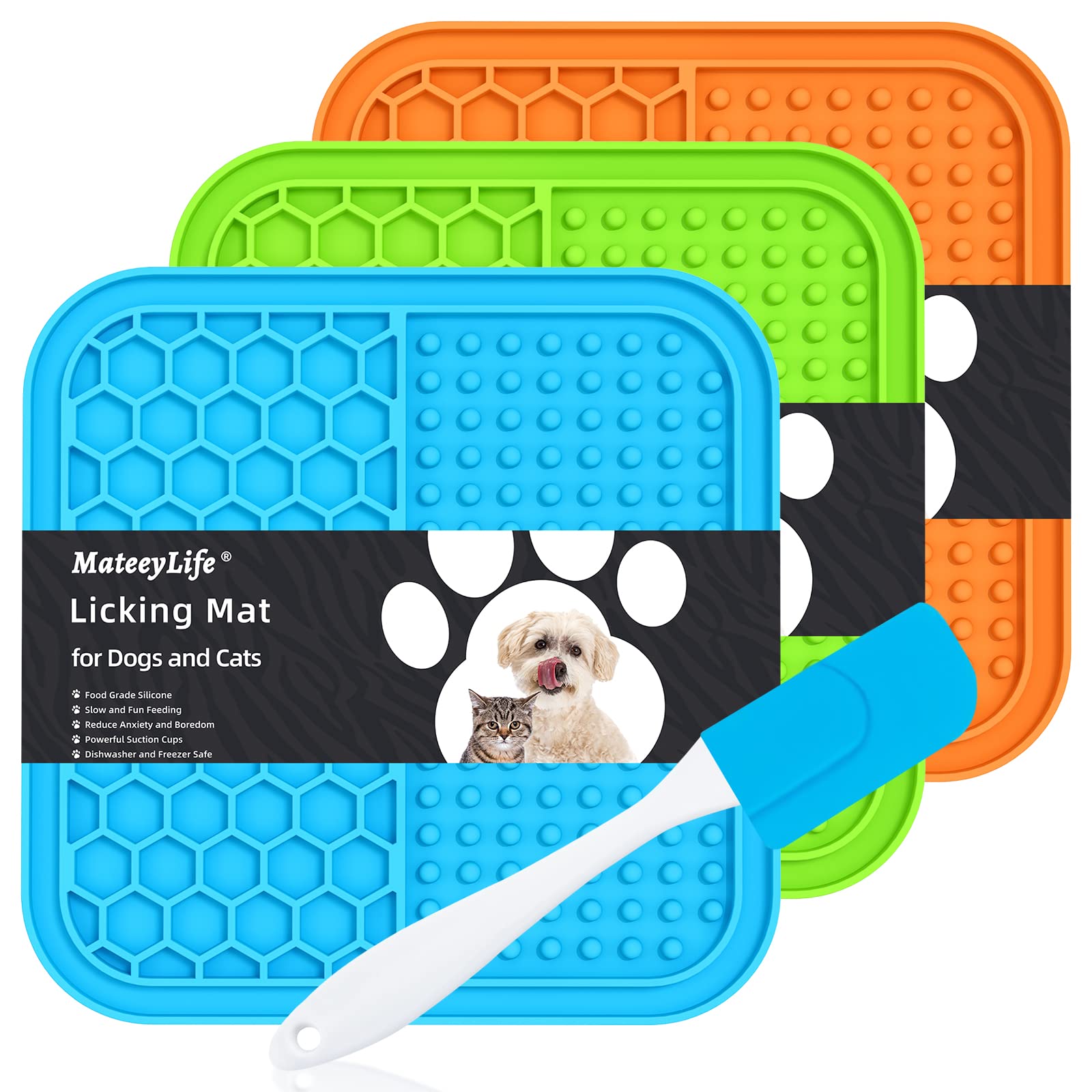 MateeyLife 3PCS Lick Mat for Dogs and Cats, Licking Mats with Suction Cups for Dog Anxiety Relief, Cat Peanut Butter Lick Pad for Boredom Reducer, Dog Treat Mat Perfect for Bathing Grooming (B0BRXP1CSL) Amazon Price History, Amazon Price Tracker