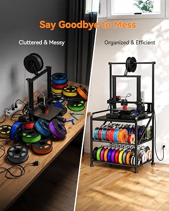 AHOWPD 3D Printer Stand with Filament Storage, Sturdy Heavy Duty Workbench