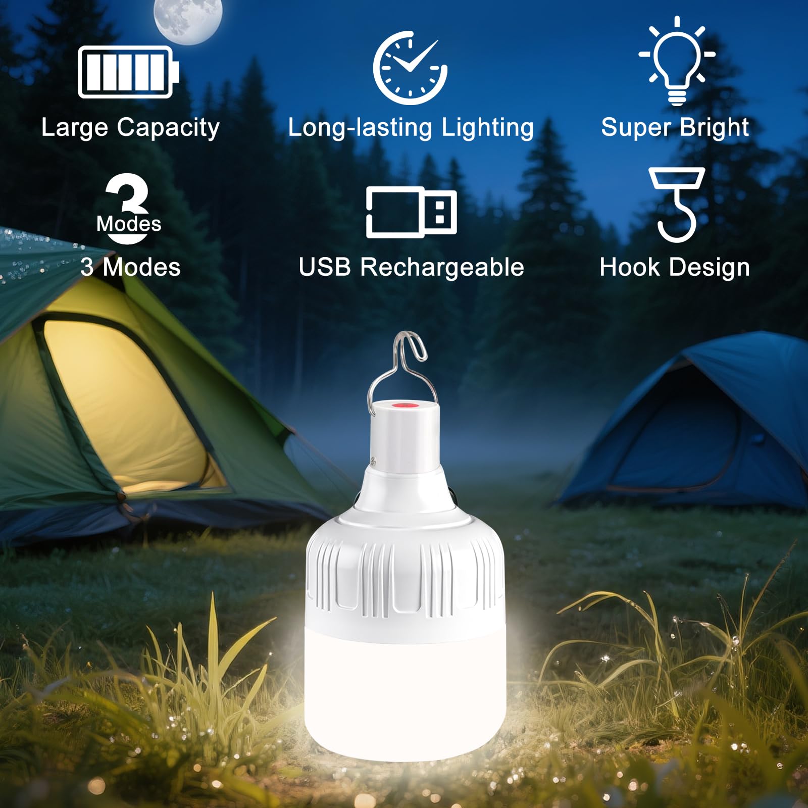 Lámpara Camping USB Recargable LED Portátil 3 Modos Impermeable