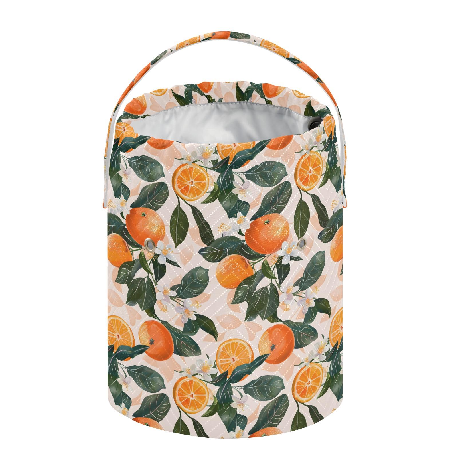 Yarn Storage Bag Small Crochet Bag Knitting Bag Organizer Oranges Flowers Light Pink Yarn Bags for Crocheting Basket