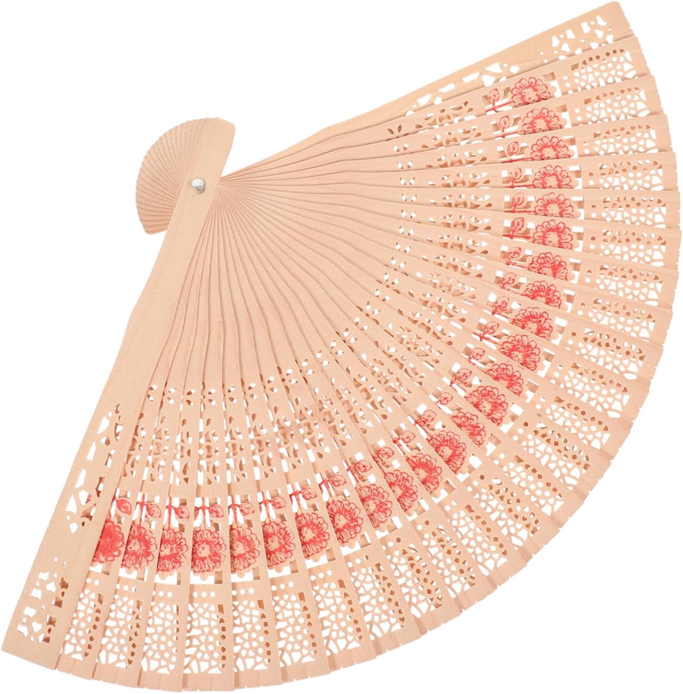 DIYEAH 50Pcs Retro Folding Fans with Hollowed Design Hand Fans for Weddings Parties DIY Projects and Unique Photo Props Vintage Style Handheld Fans