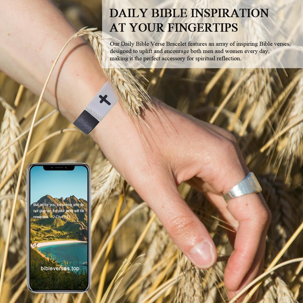 10Pack Daily Bible Verse Bracelets, Jesus bracelets WWJD Scripture Wristband, Wearable Christian Bible Bracelets, Inspirational Jesus Christian Gifts for Girls Men Women (10Pack) - Image 4