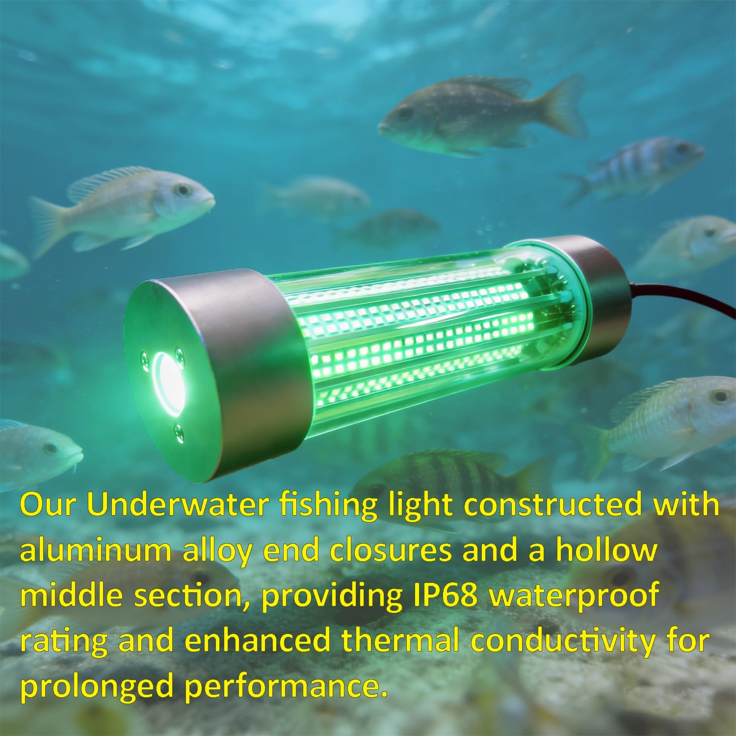 Luces de pesca subacuáticas para exteriores, superbrillantes, 12 V, 30 W, 70 W, 100 W, 6000-12000 lm, IP68, impermeable, luz LED verde, luz de pesca sumergible para pesca nocturna con cable