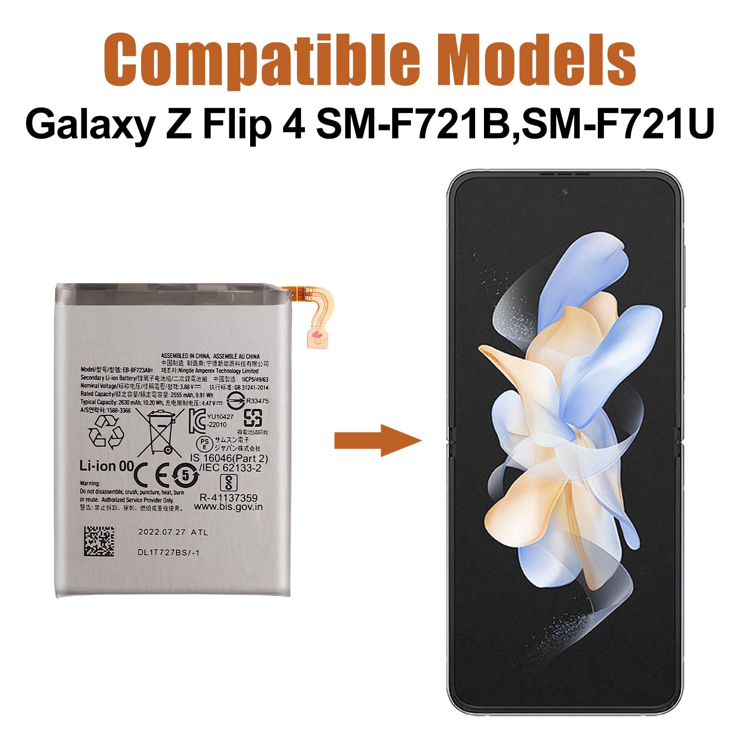 Amazon.com: Duotipa New EB-BF723ABY Battery for Samsung Galaxy Z