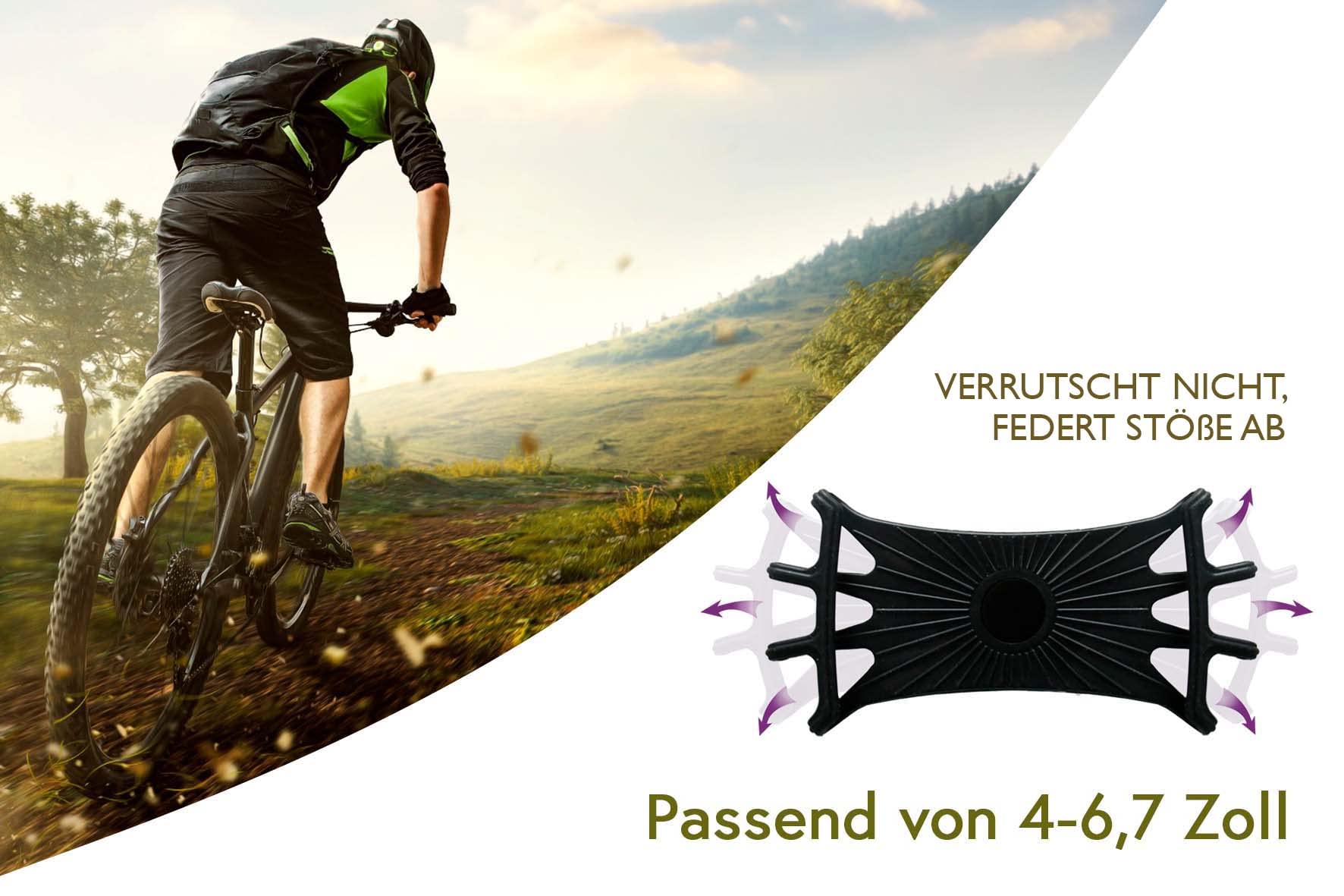 Pilix Handyhalterung Fahrrad Handyhalterung Abnehmbar 360° Drehbar | 40 Gr. Handy Halterung Fahrrad Silikon Leicht + Sicher