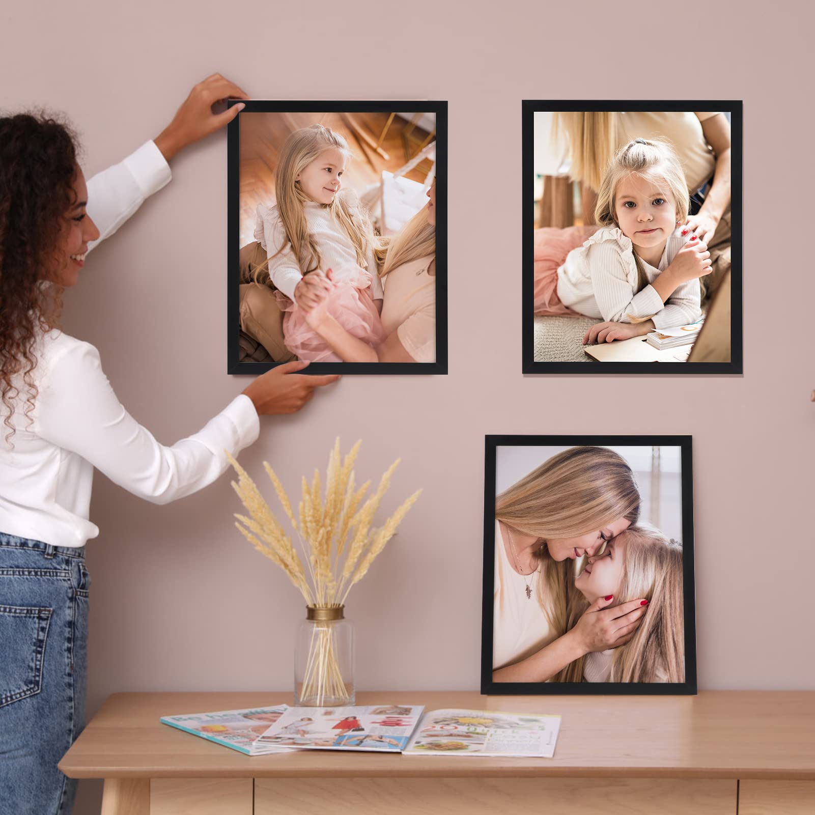 Giftgarden Juego de 10 marcos de fotos negros de 8 x 10 pulgadas, con paspartú de 5 x 7 pulgadas con paspartú o fotos de 8 x 10 pulgadas sin paspartú, múltiples marcos para galería, pared, mesa