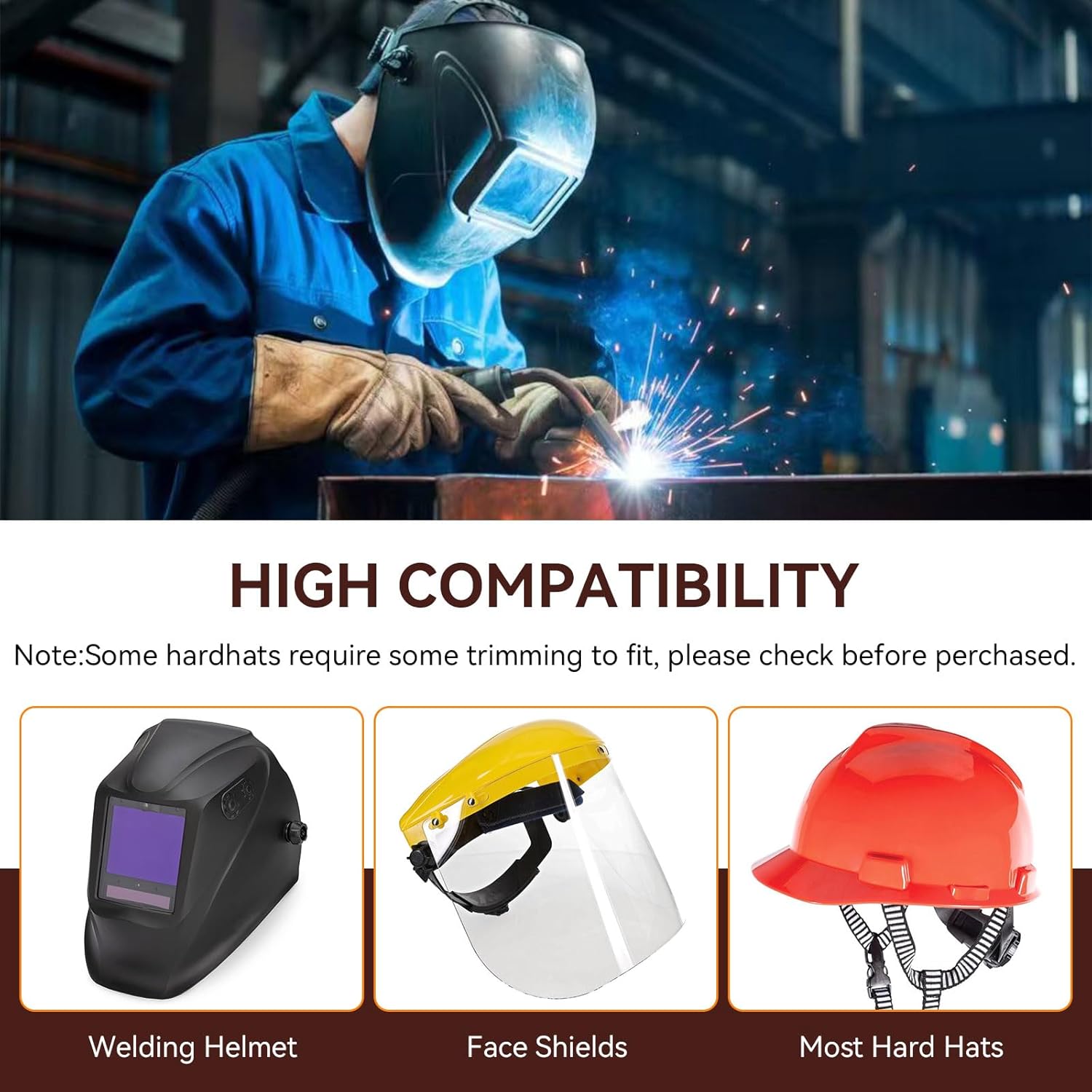 4 Pack Welding Helmet Sweatband Washable Hard Hat Sweat Band Cooling Welding Hood Headband Soft Welding Helmet Accessories Reusable Hard Hat Padding Liner Replacement Help Keeping Dry & Cool Black