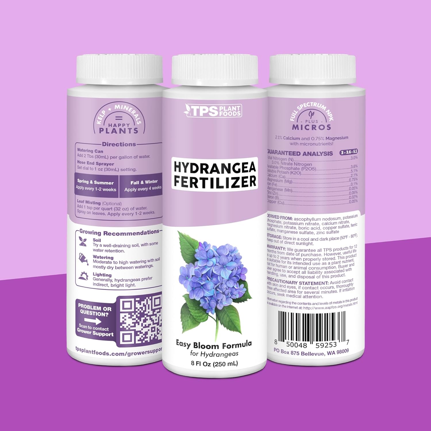 Hydrangea Fertilizer – Liquid Plant Food for Bigger Blooms, Rich Flower Color & Stronger Root Development, 32 oz