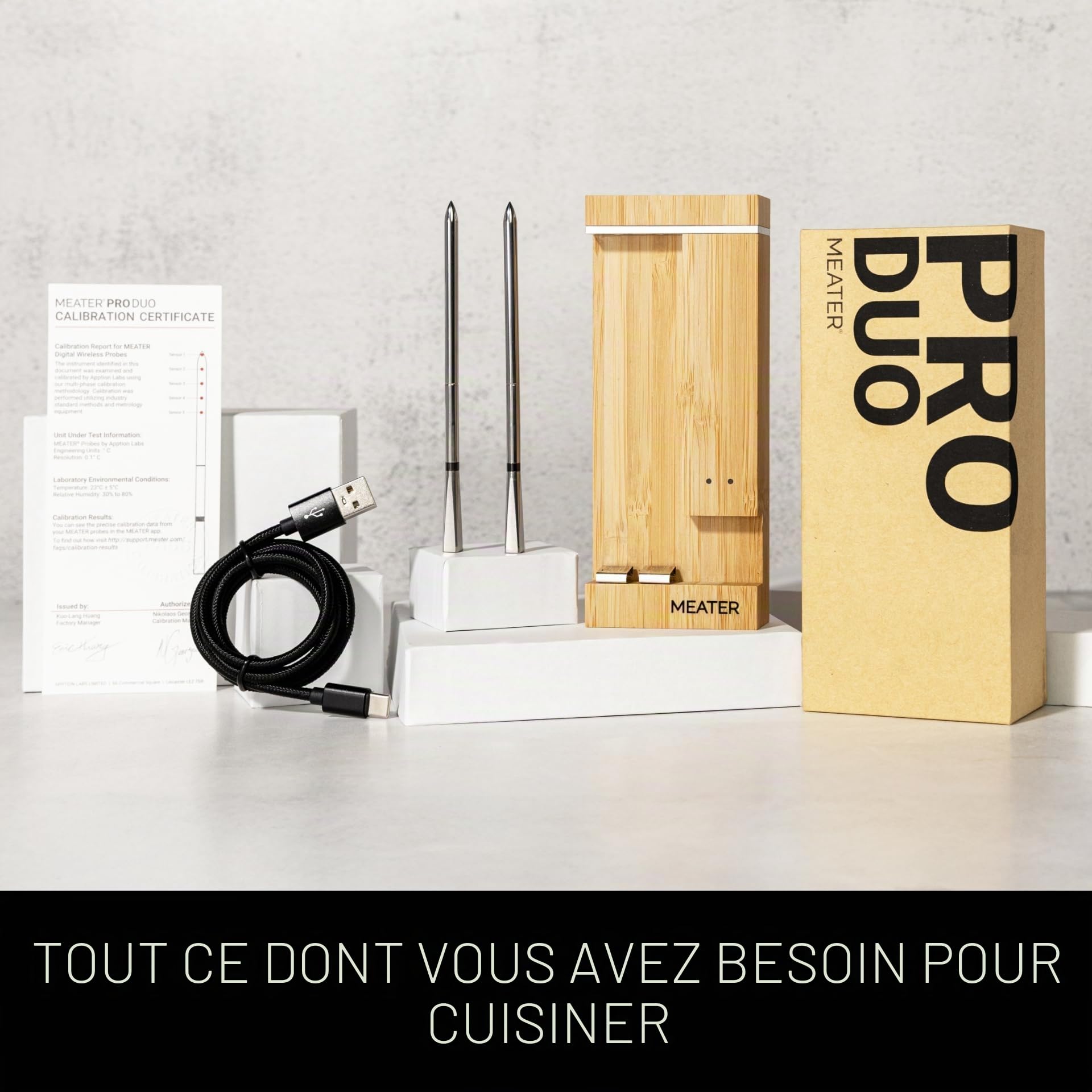 Meater Pro Duo : thermomètre numérique intelligent | Résistance 550 °C | Grande portée | Précision certifiée | BBQ, four, fumoir, friteuse | Plus de 50 recettes