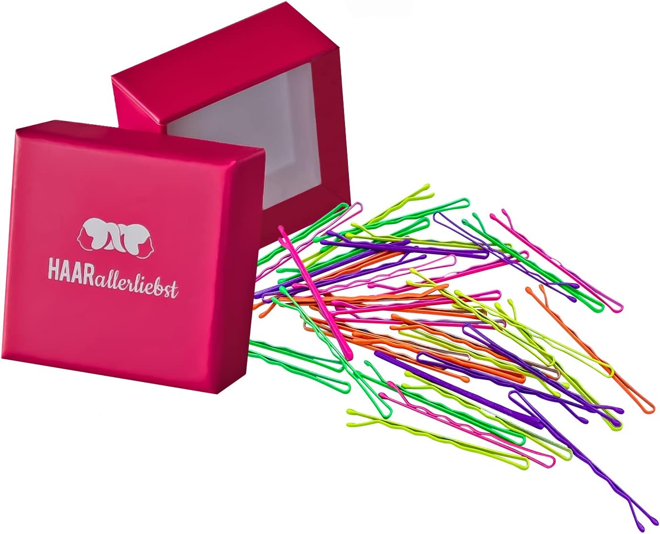 Lot De 30 Épingles à Cheveux Bobby Pins - Blanc, Rose, Mauve - 5 Cm - Boîte De Rangement Rose