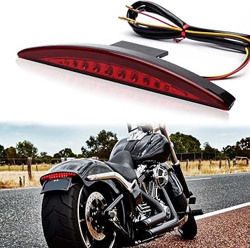 Rich Choices Motorcycle Rear Fender Edge LED Braking License Plate Tail Light Stop Running Light Compatible with Harley Davidson Breakout FXSB 2013-2016 CVO FXSBSE 2013-2014 Red Lens