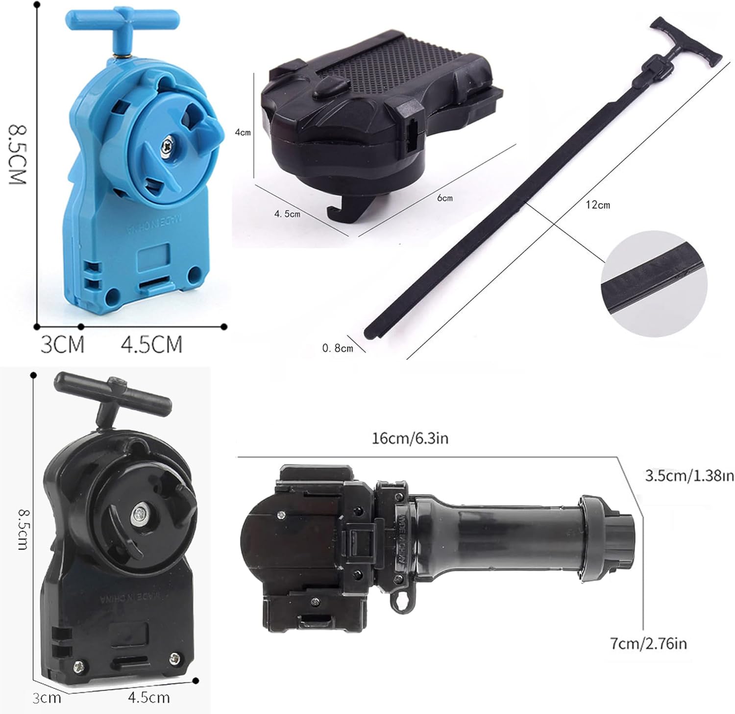 3 PCS Metal Fusion String Launchers (Only Compatible with Metal Fusion), Gyro Power Launcher, Spinning Tops & Launcher Grip (Blue Sting Launcher)