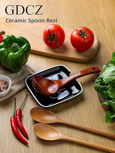 Miniatura 4 de GDCZ Soporte de cuchara de cerámica para estufa de 4.75 pulgadas, soporte grande para cuchara para encimera de cocina, cuchara moderna para granja,