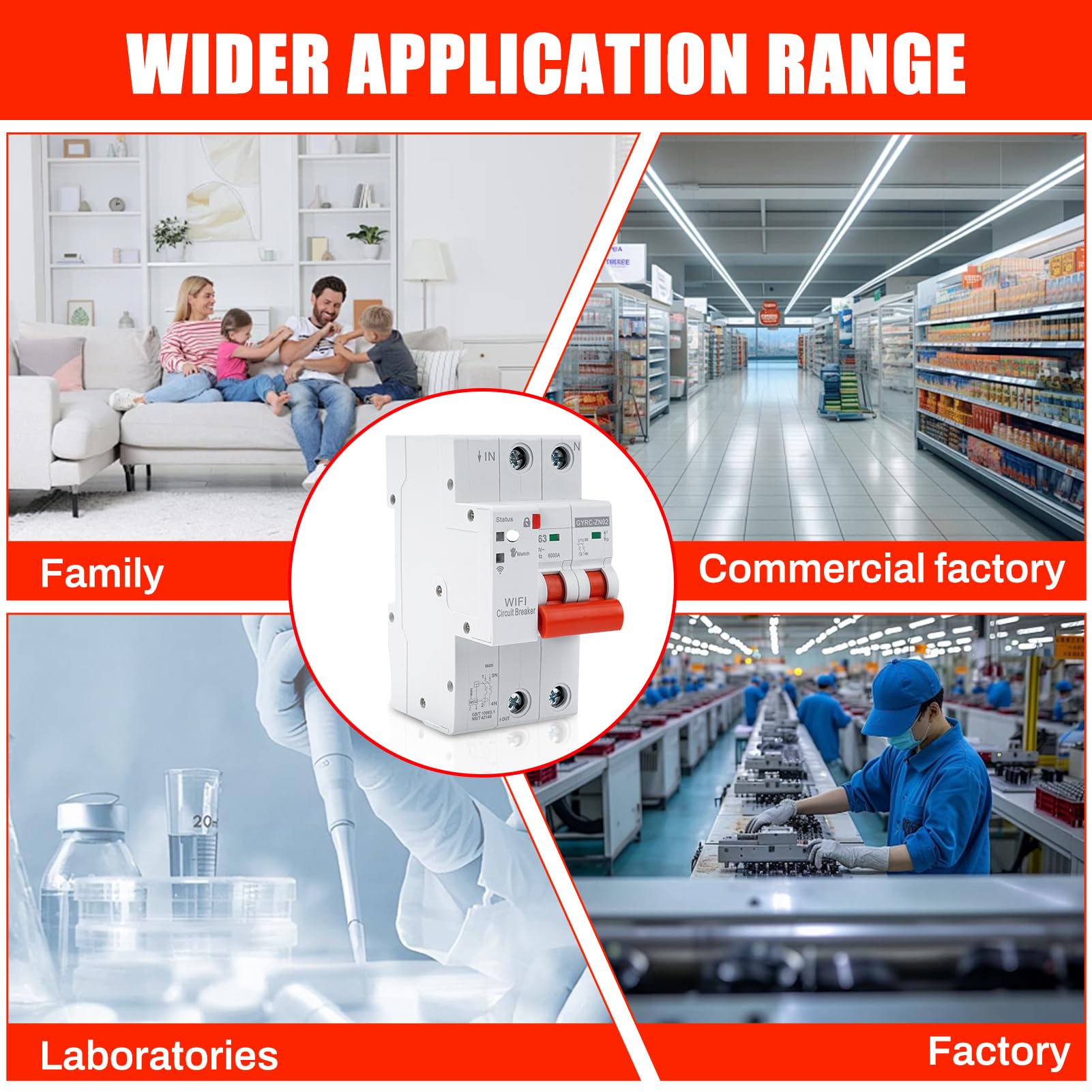 Interruttore magnetotermico differenziale wifi salvavita Interruttore temporizzato contatore elettrico 63A 2P tuya controllo recovery reclosing Protezione da sottotensione sovraccarico.