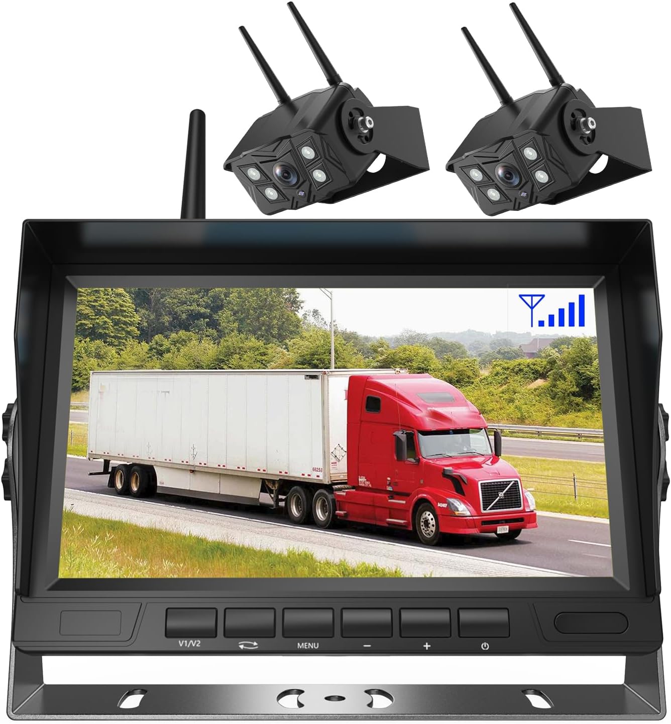 Digital Wireless Backup Camera System, Support Split Screen with Stable Signal, IP69K Waterproof Reverse Camera for RV/Truck/Trailer/Camper, DIY Easy Installation, 12V-24V