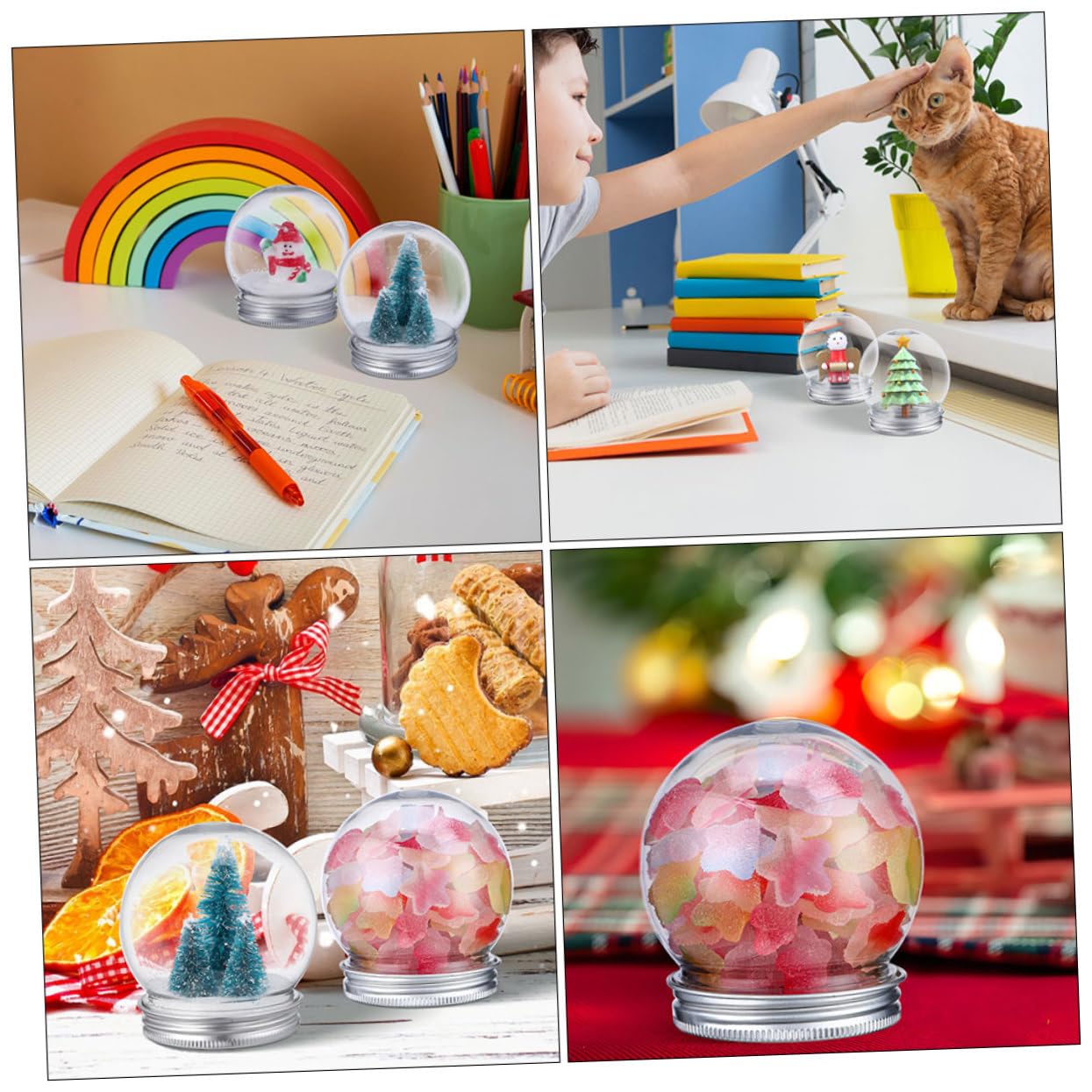 10 Piezas Unidades Kit DIY Bola de Transparente con Tapa Roscada para Decoración Navideña Bote para Reutilizable para Manualidades y Fiestas