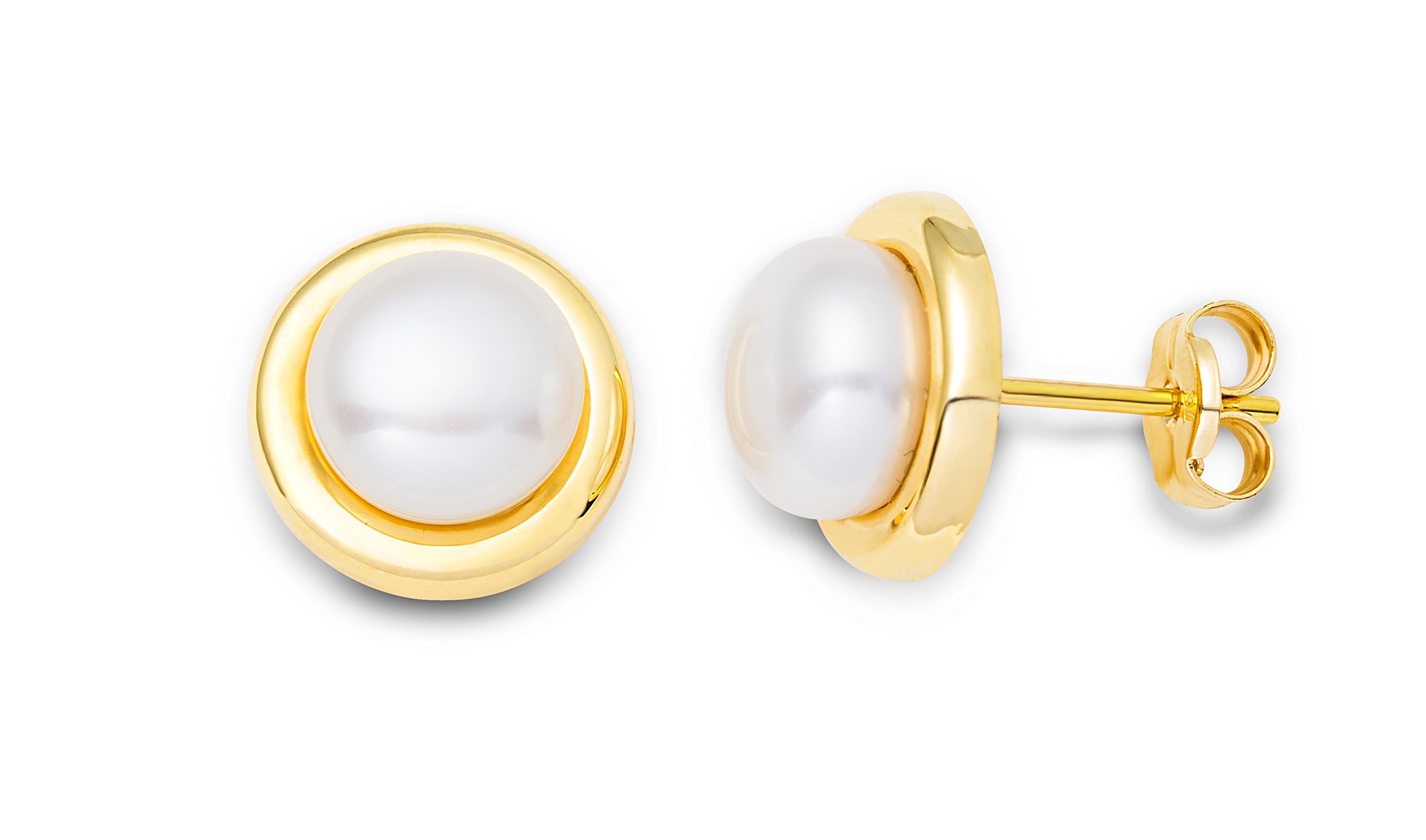 Miore Ohrringe Damen Ohrstecker Gelbgold 9 Karat / 375 Gold Süßwasserperlen