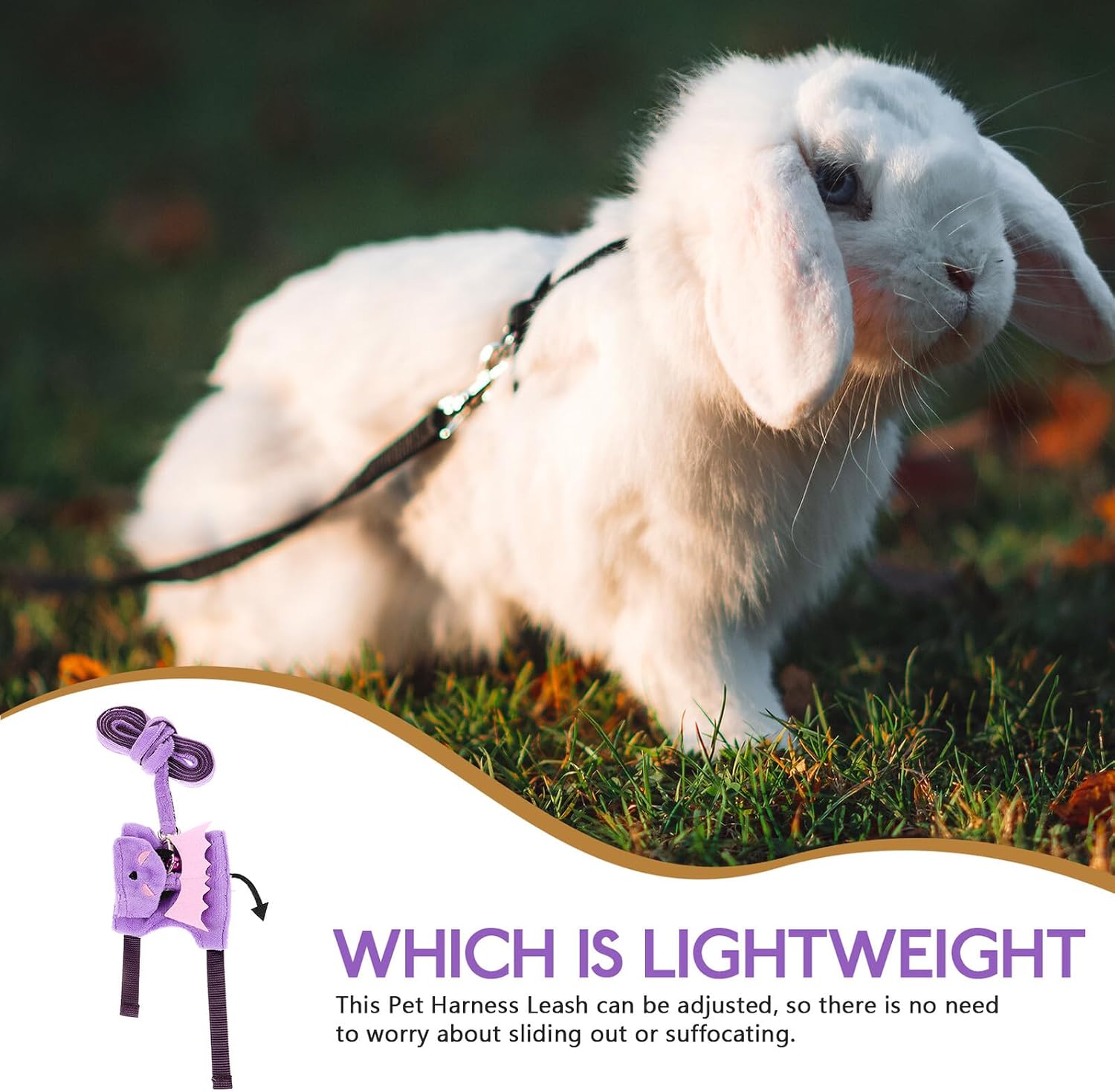 Halloween Pet Harness Leash Set, Adjustable Wear-Resistant Purple Mesh and Walking Rope for Rabbit, Ferret, Hamster, and Cat Small Animals