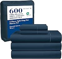 Vista 16 de LANE LINEN Juego de sábanas y fundas de almohada de algodón grueso de 600 hilos, 100 % algodón mercerizado, suave y suave como un hotel, con acabado