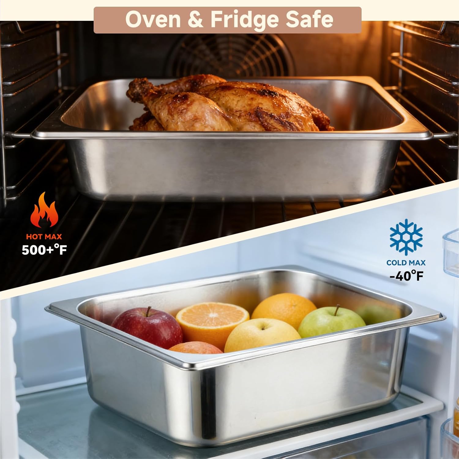 4 Pack Hotel Pans with Lid,Stainless Steam Hotel Pan 1/2 Half Size, 4'' Deep Stainless Steel Food Pan for Steam Table,Home, Party, Restaurant, Hotel, Buffet