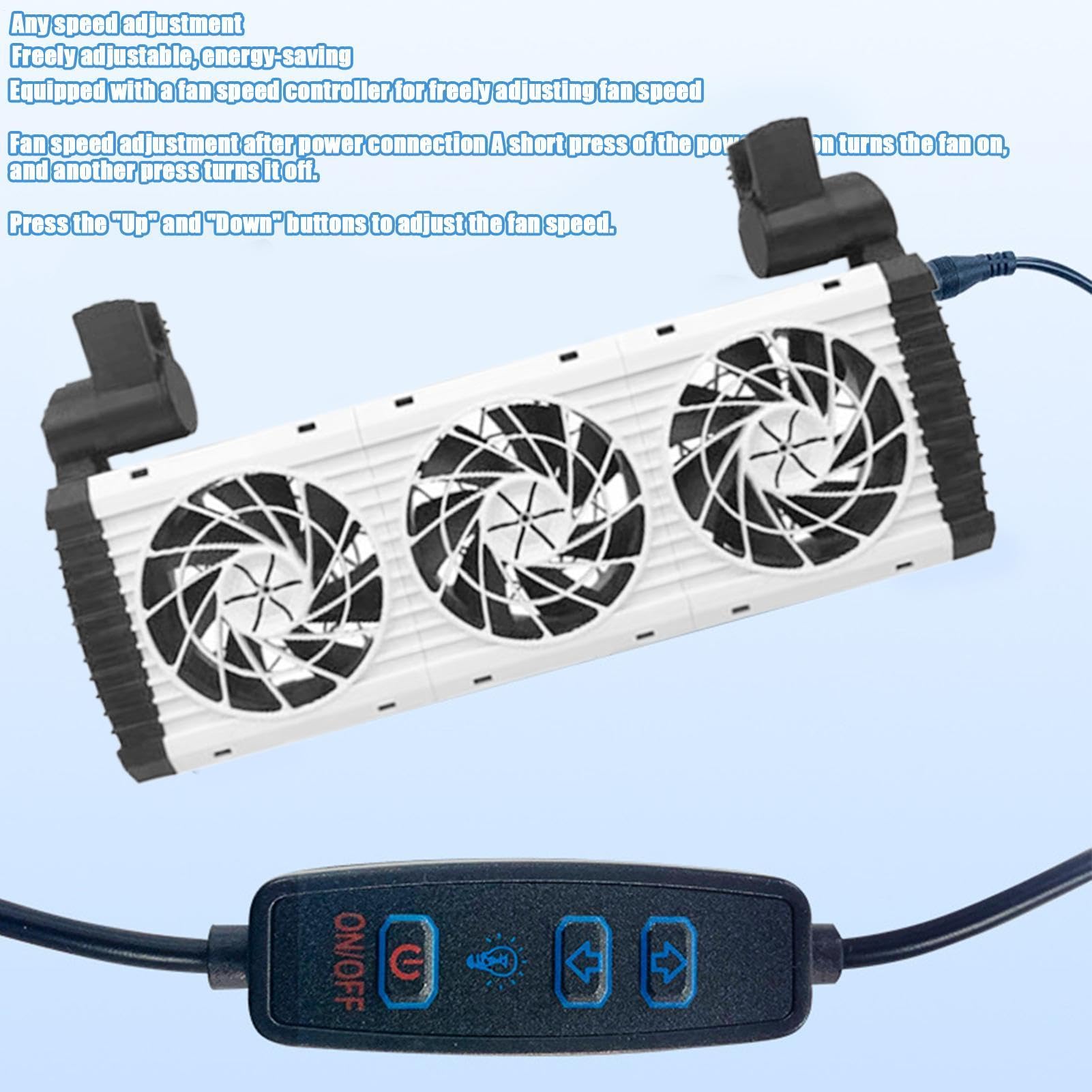 Generisch Aquarium Kühler Kühlerventilator, 5 Geschwindigkeiten leiser Aquariumlüfter, Leiser Kühlventilator für das Fischbecken, für Hobbyisten Zuhause Büro Wohnung Wohnzimmer Schlafzimmer Café
