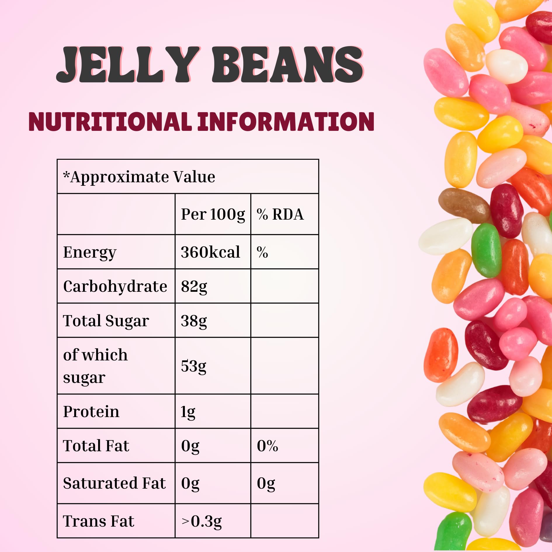 Winola Jelly Beans - 100% Vegetarian Multicolored, Mixed Fruit Flavours Jelly Beans (1 kg in a pouch) - Image 2 thumbnail
