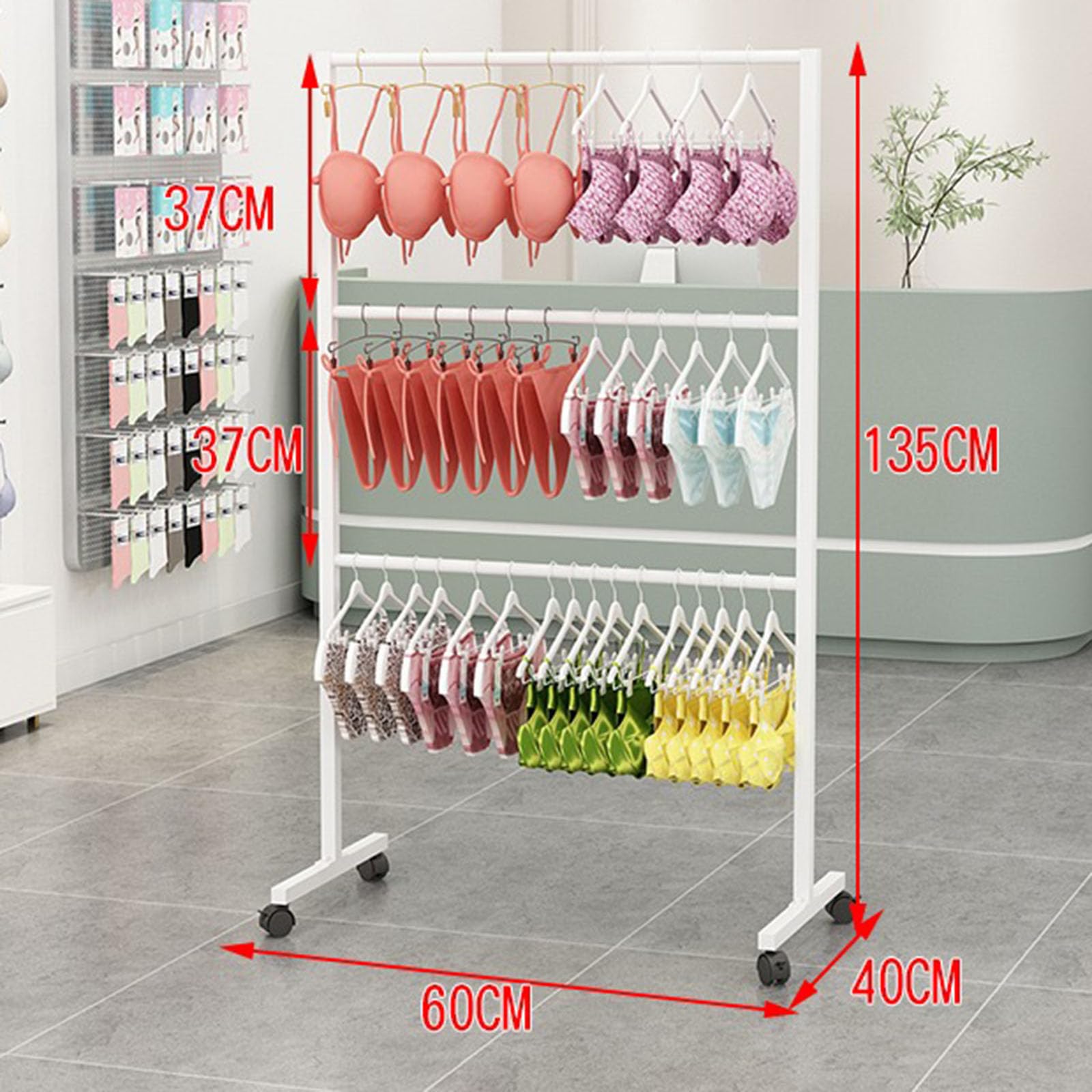 Perchero para Ropa de Tienda minorista Colgador de Ropa Ropa Interior Estante para Bragas,Estante Organizador de Almacenamiento de Bufandas de 3 Niveles Hijab Soporte de exhibición de Chal de Seda