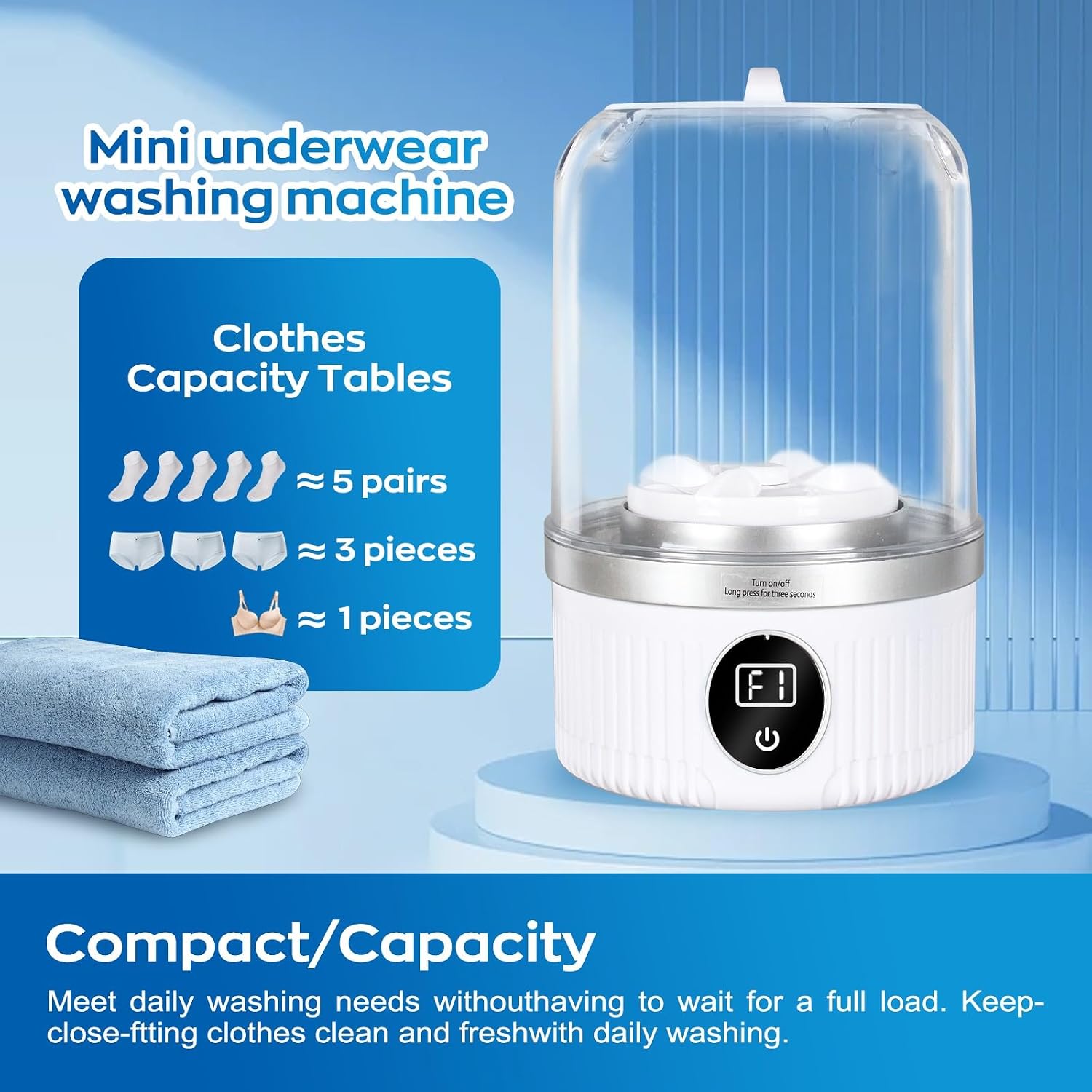Underwear Washer, Mini Portable Washing Machine for Travel, Dorm & Camping - USB Rechargeable Gentle Wash for Bras, Socks, Baby Clothes - Compact for Apartments & RV