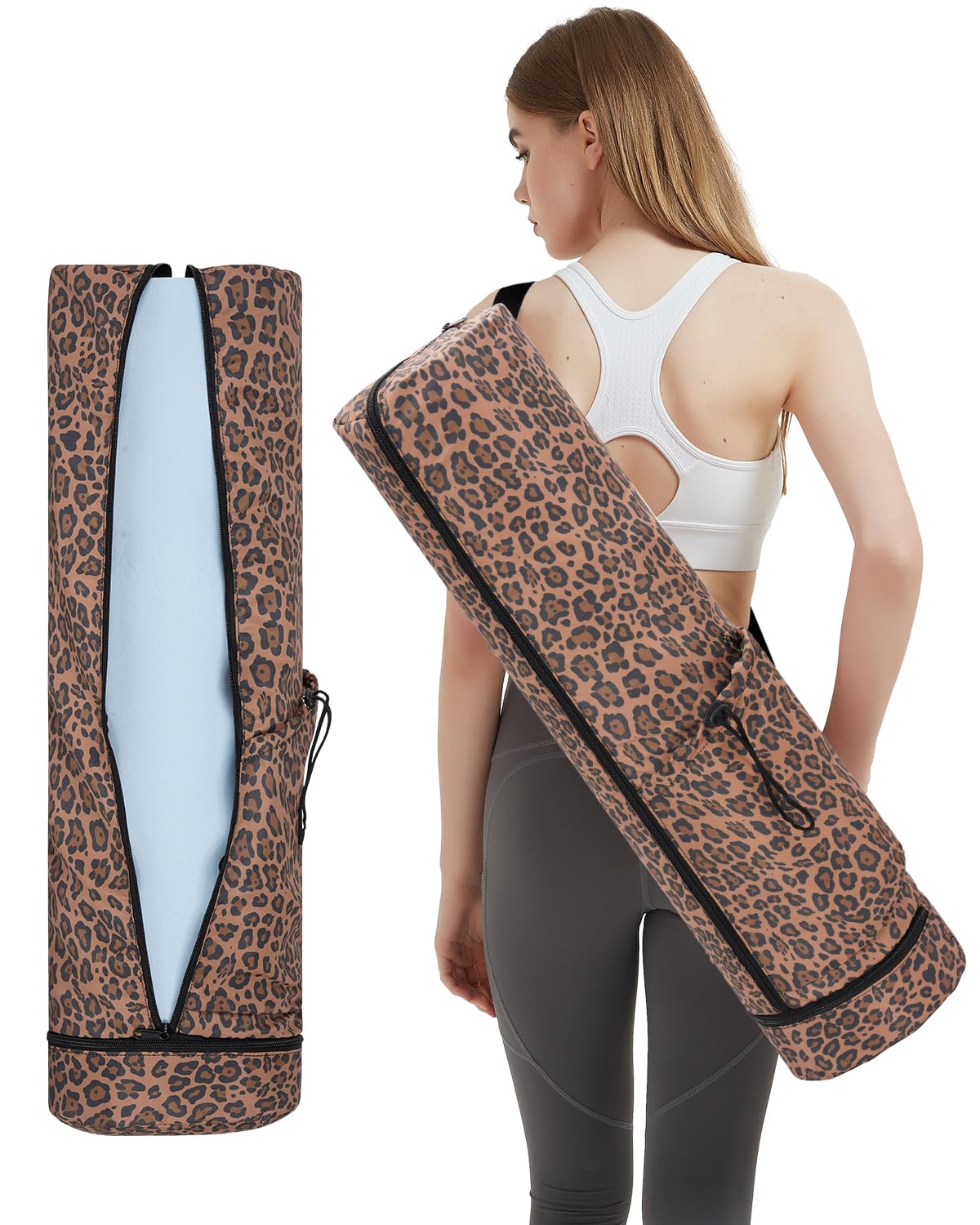 sportsnew Yoga Mat Bag Large with Carrying Strap, Bottle Pocket and Wet Compartment, Long Pilates Bag with Full Zipper for Thick Mat โ image 1