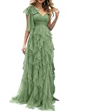 Summer Women Tulle Prom Dress Elegant Bow One Shoulder Slit Evening Party Gown Wedding Guest Bridesmaid Maxi Dress