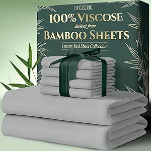DECOLURE 100% Viscose Derived from Bamboo Sheets King Size 6pcs - Ultra Soft & Luxuriously Cooling, 17