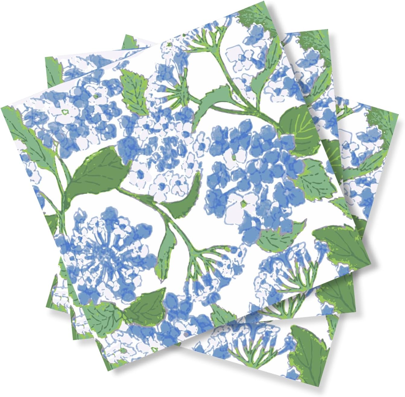 Blue Hydrangea Napkins Disposable 50ct Floral Cocktail Napkins 3-ply