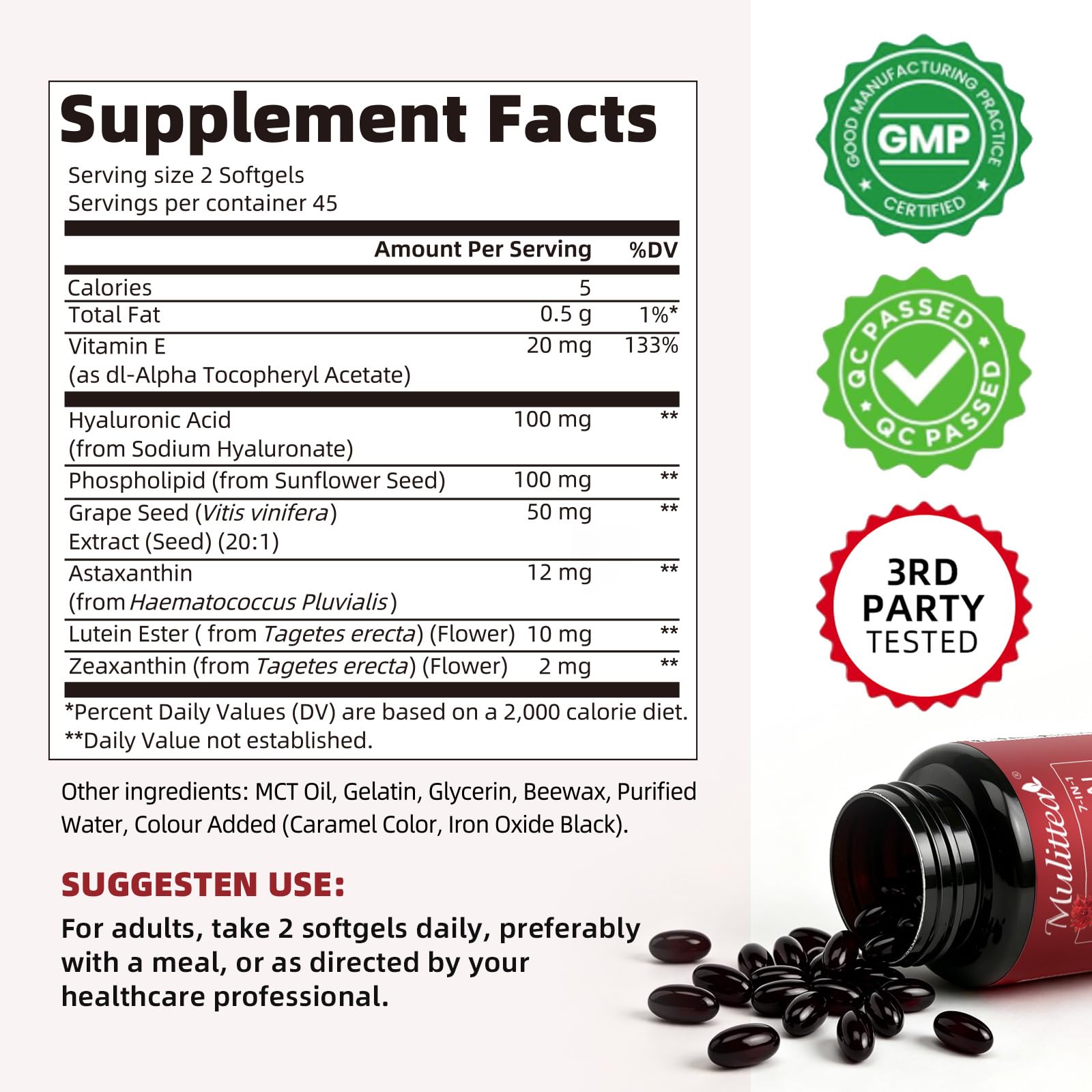 Liposomal Astaxanthin 12mg with Lutein & Hyaluronic Acid, 90 Softgels — Amazon image 5