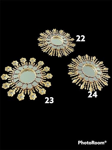 Miniatura 9 de Espejo peruano decorativo dorado, 12.0 in, SunburstStarburst, anticuado, espejo montado en la pared para sala de estar, hecho a mano arte de pared