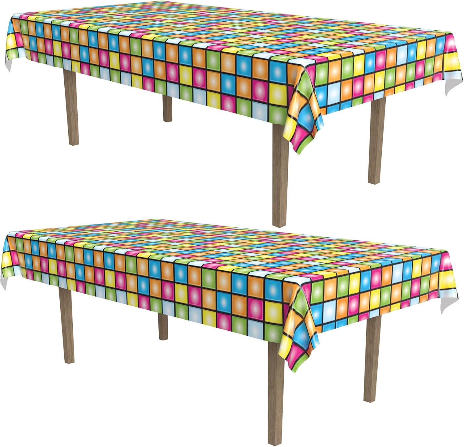 Beistle Disco Tablecover, 54” x 108” – Plastic Table Cloth, Rectangular Tablecloth, Covers for Party, Party Decorations, Theme Groovy Multicolor