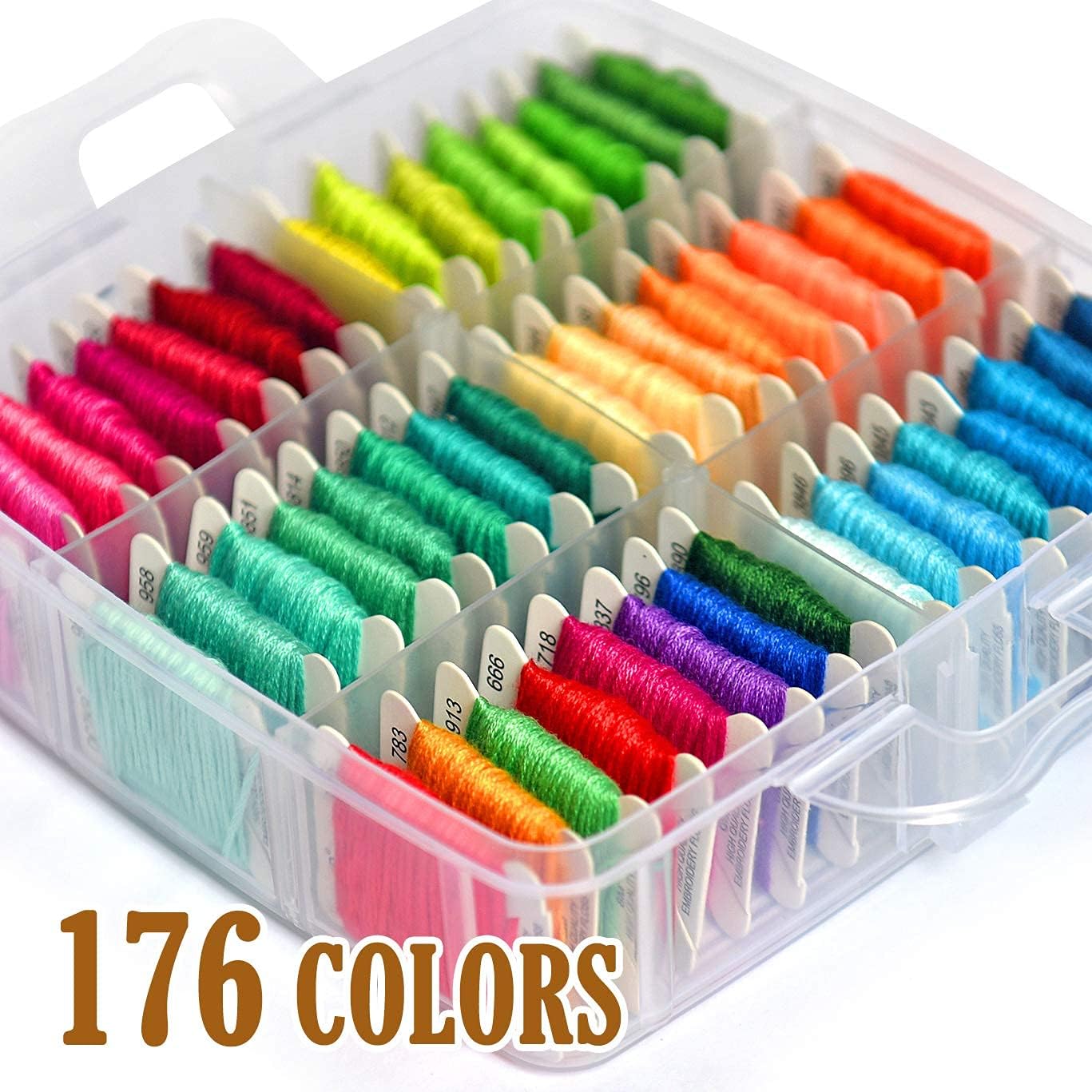 176 PCS Embroidery Floss Set, Complete Set of Tools kit, 4-Tier Organizer Storage Box