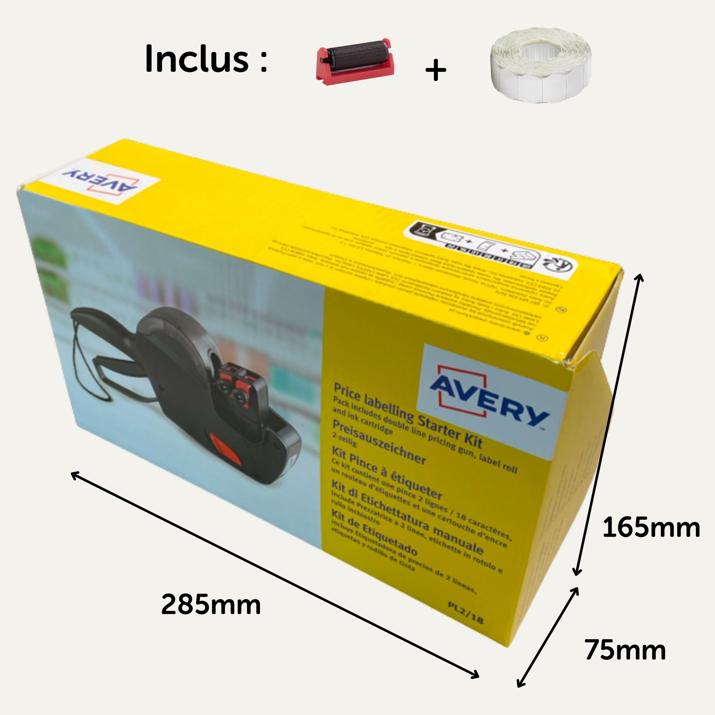 Avery Pince à Étiqueter 1 Ligne Noir 26 x 12 mm - Étiqueteuse Professionnelle pour Prix, Dates, Codes