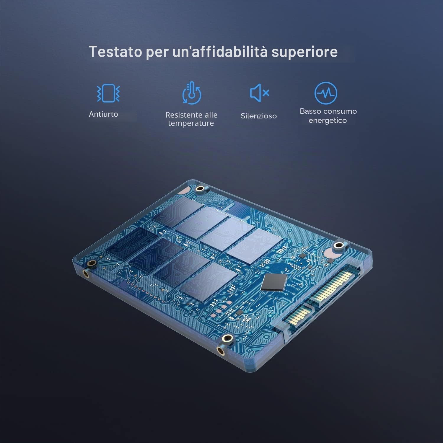 JOIOT SSD Interno 512GB Hard Disk Interno Fino a 500MB/s in Lettura 450MB/s in Scrittura Interno SSD 500gb SATA III 2.5 Pollici Unità a Stato Solido Interne Compatibile con Laptop e PC Desktop Nero