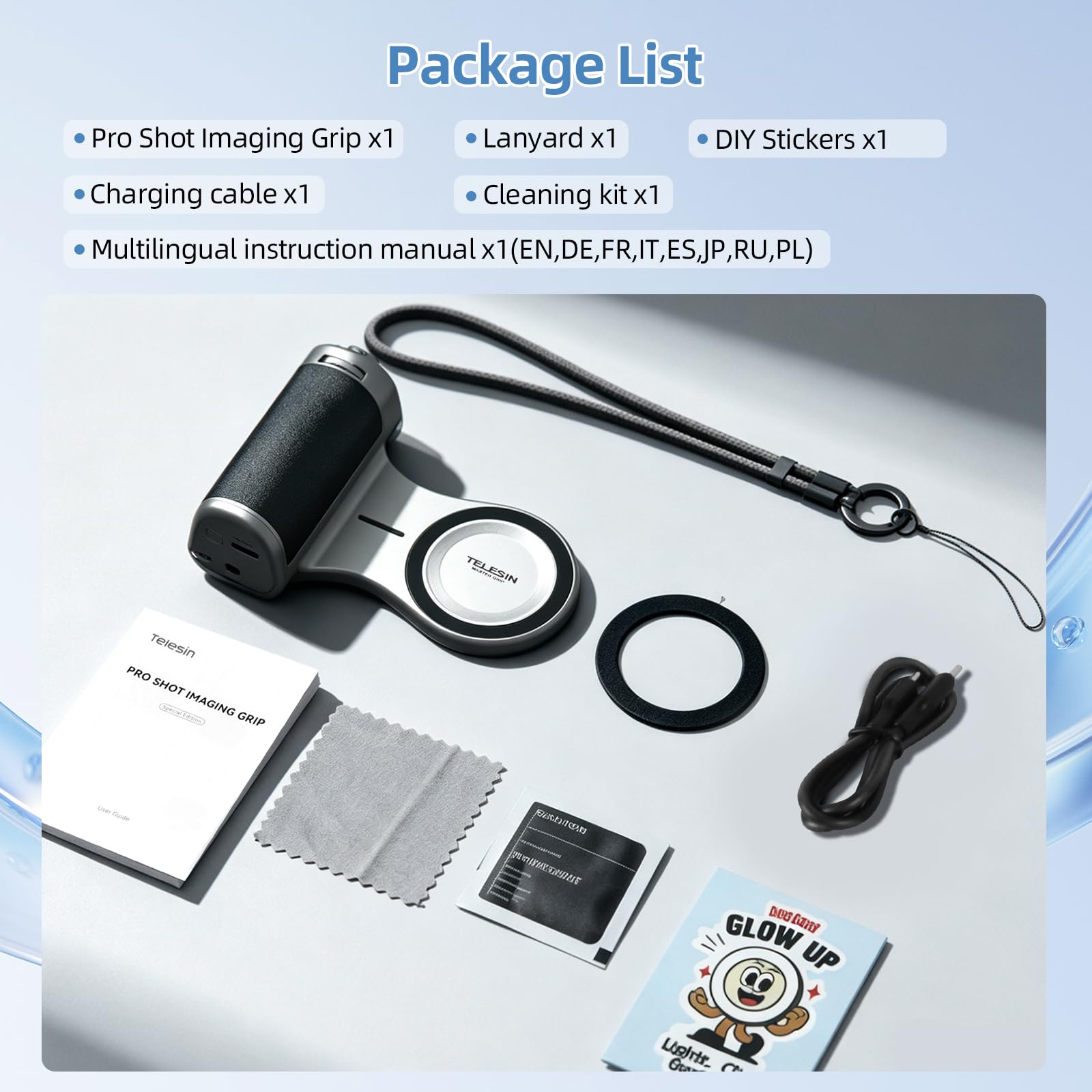 AFAITH Master Grip für iPhone & Android Handy Kamera Griff Magsafe, Integrierter 3200mAh Akku, Kabelloses Laden, DSLR Stil Phone Griffhalterung(Schwarz & Silber)