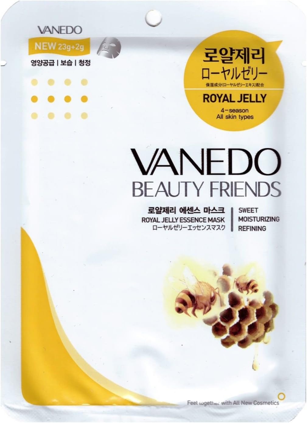 VANEDO [ROYAL JELLY] Beauty Friends Facial Essence Mask for Daily Beauty Routine Made in Korea