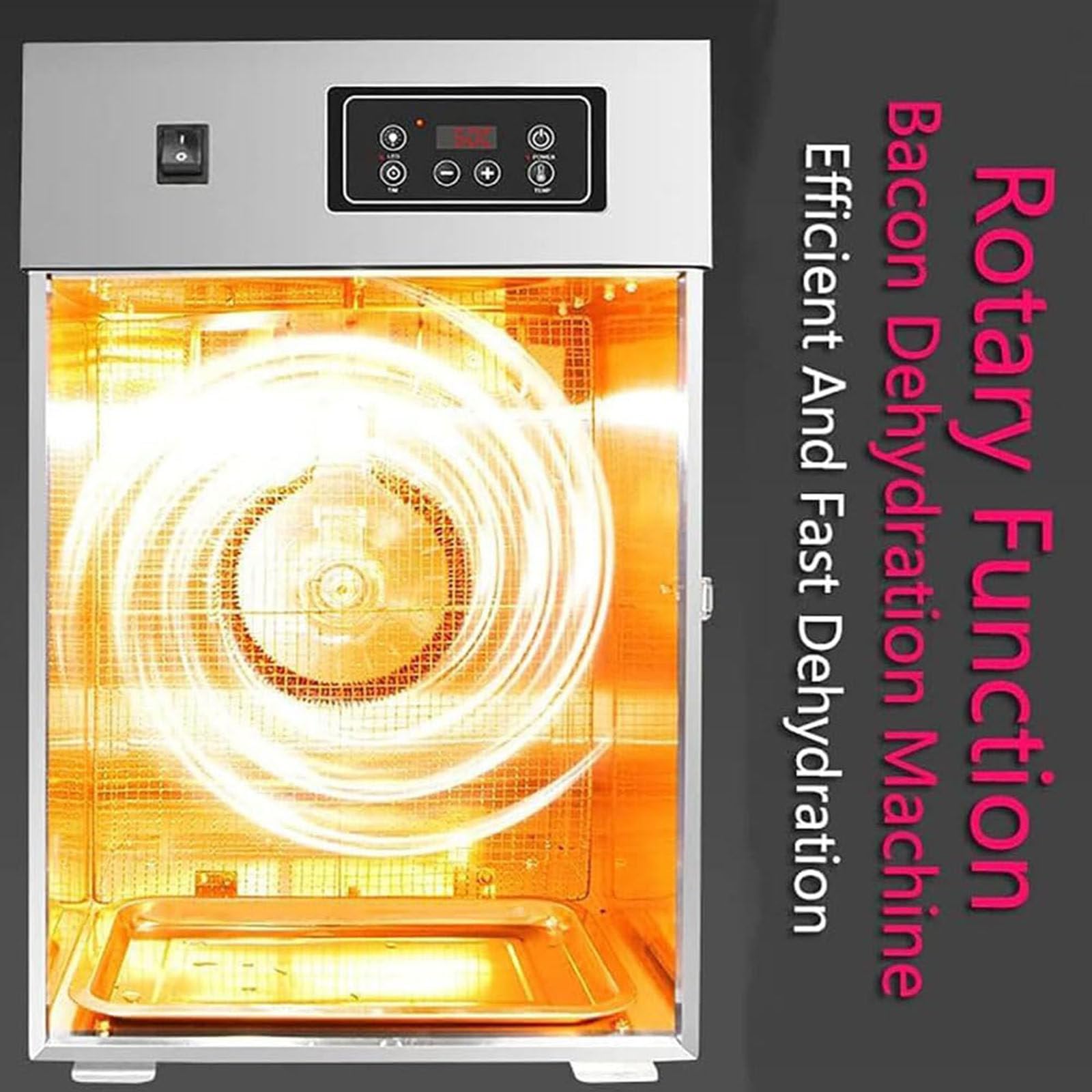 Séchoir à viande professionnel, déshydrateur et armoire de séchage, réfrigérateur pour saucisses, bacon, poulet, canard, poisson et bœuf, rotatif en acier inoxydable, avec minuterie numérique 24 h