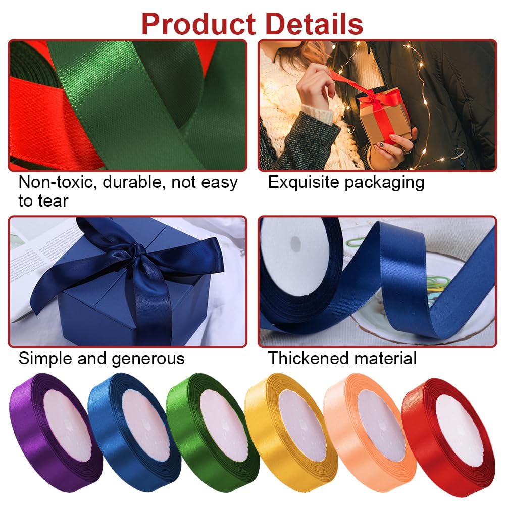 Geschenklint 18 kleuren, 10 mm x 22 m satijnen lint, verpakkingslint