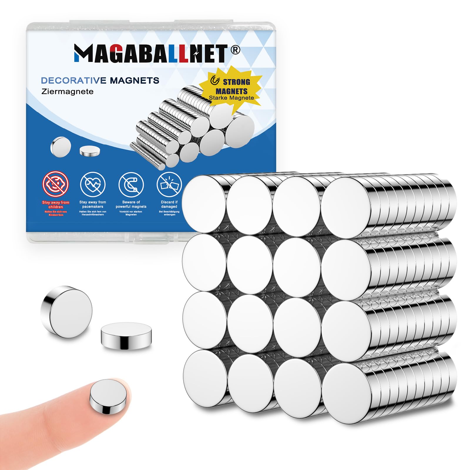 MAGABALLNET 50 Pack 12×2mm Strong Mini Magnets, Neodymium Magnets, Magnet for Fridge, Notice Boards, Cupboard, Crafts, Whiteboard, Door — image 1