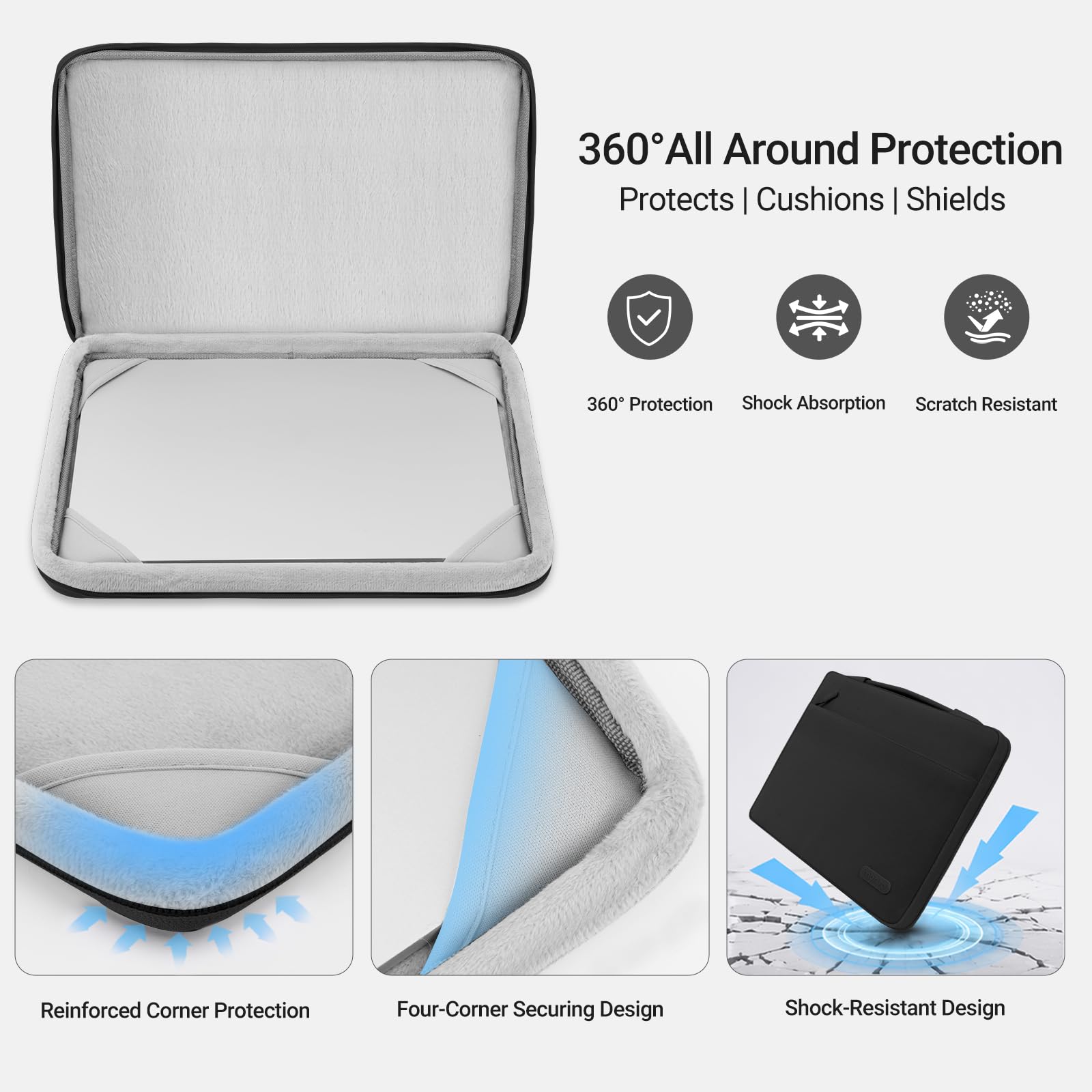 MOSISO Funda Compatible con MacBook Neo 13 Pulgadas A18 Pro 2026 A3404, 5 en 1 Resistente Arañazos Funda Protectora Rígida&Bolsa Portátil&Tapa Teclado&Pantalla Protector&Cámara Web,Negro