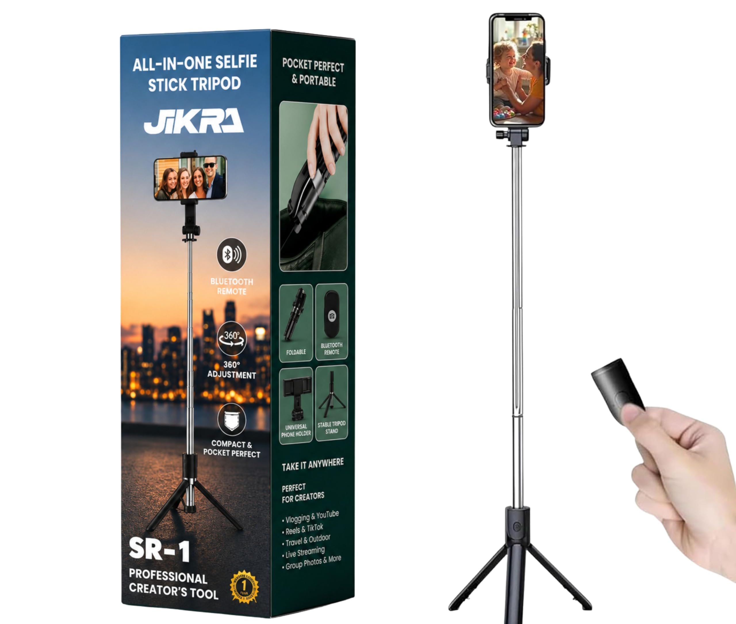 Selfie Stick with Tripod Stand for Mobile Phone, 3-in-1 Extendable Selfie Stick with Bluetooth Remote, Portable Phone Tripod for Redmi, Xiaomi, OnePlus, Samsung, Oppo, Vivo & All Smartphones-picture-23