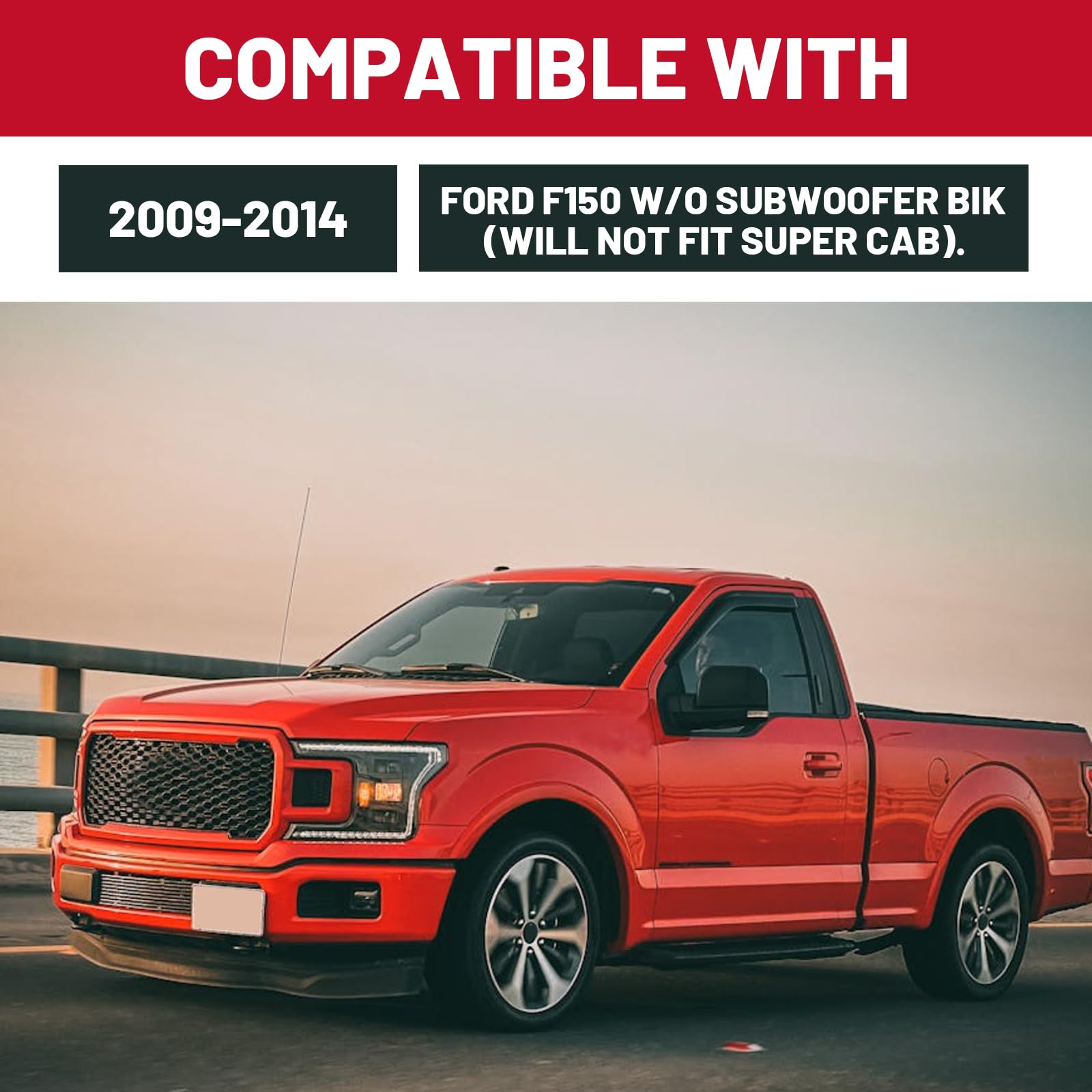 HECASA Under Seat Storage Box Compatible with 2009-2014 Ford F150 Supercrew/Crew Cab w/o Subwoofer BIK Under Seat Storage Box Container System Black