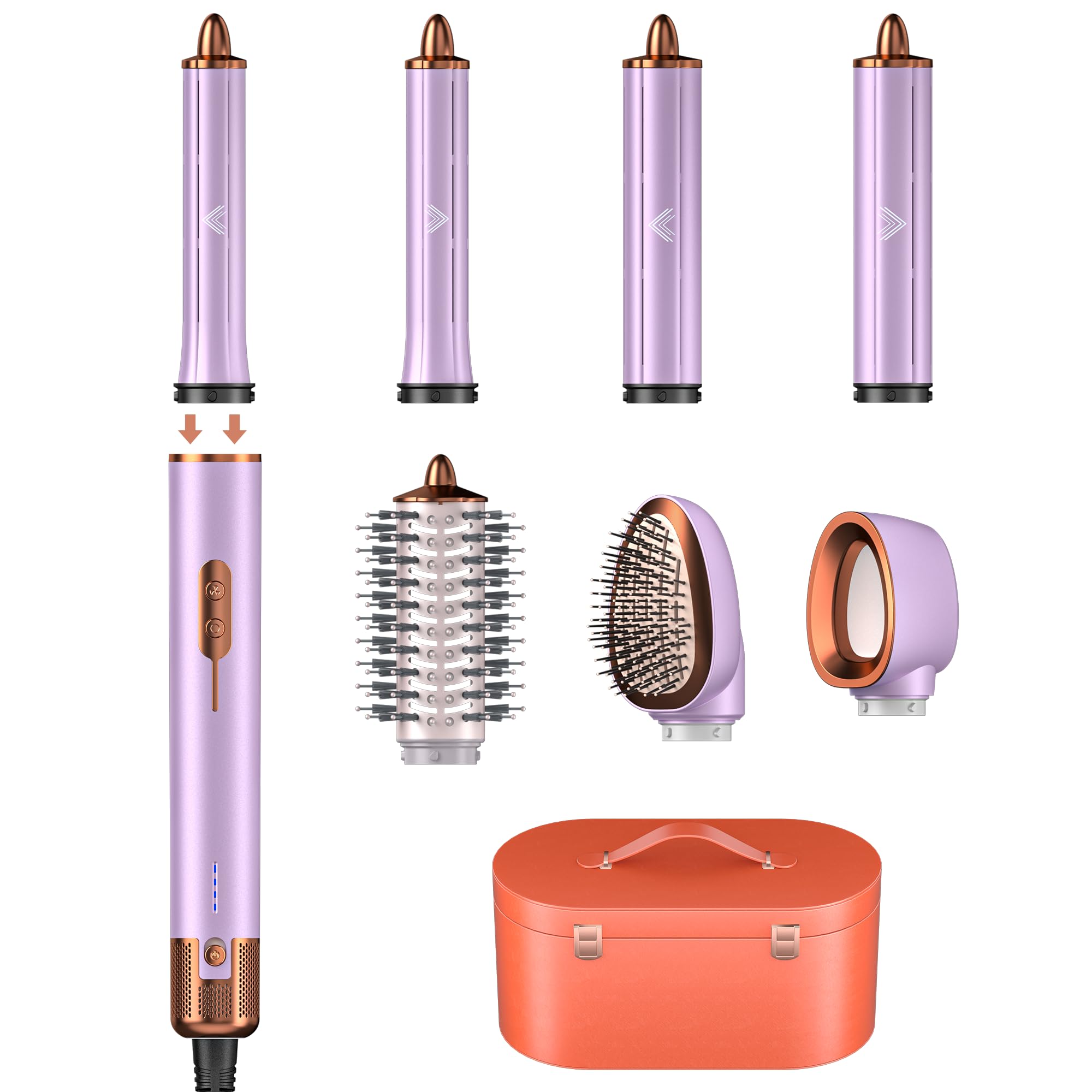 Cwexi Air Styler 7 en1, avec Brosse Soufflante, 2 Tailles de Boucleur Automatique, Brosse Lissante, Sèche-Cheveux Ionique,1700W, avec Boîtier en Cuir, Set Complet Idéal pour Voyage et Cadeau